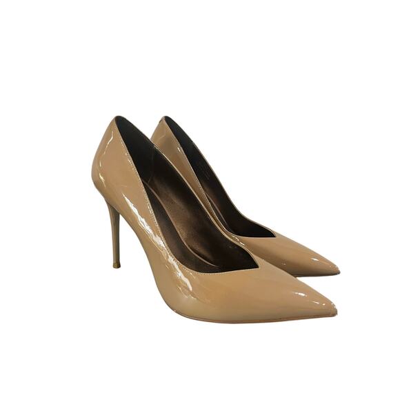 Jeffrey Campbell Lure Nude Patent Leather Pumps Size 9 Heel 4.25" - Picture 1 of 9